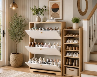 Shoe Storage Cabinet Slim Shoe Cabinet Hidden Shoe Rack Cabinet for Entryway Hallway Foyer Modern Space Saving Shoe Organizer Storage