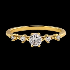 0.35 CT Round Moissanite Diamond Stacking Ring Set, 18K Gold Promise Ring, Mid-Century Anniversary Ring, Delicate Bridal Ring, Gift for Her