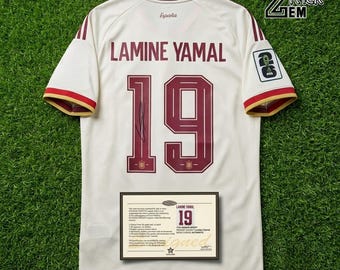 Camisa da Espanha nº 19, autografada por Lamine Yamal – Item de colecionador com certificado de autenticidade.
