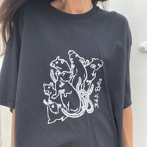 Rat King T-Shirt – B.A.D. Rats Graphic Tee – Hand Drawn Punk Shirt – Screenprinted Black Tee – White Ink Print – Unisex Punk Graphic
