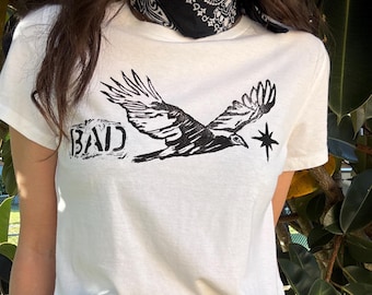 Block Print Turkey Vulture Tee – Hand Carved Linocut – BAD T-shirt – Bird of Prey – Punk Skate Style – Size XS