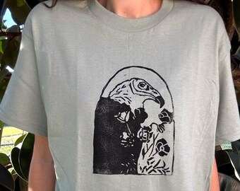 Turkey Vulture T-Shirt – Hand Drawn Graphic Tee – Punk Skater Shirt – Bird of Prey Design – Screen Printed Sage Top