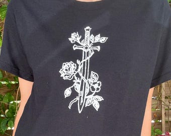 Sword Wrapped in Flowers T-shirt Small
