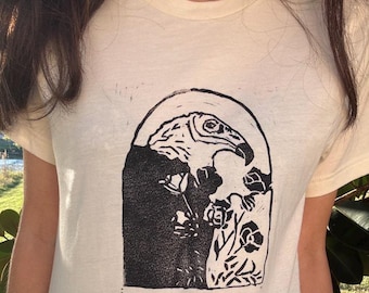 Turkey Vulture T-Shirt – Hand Drawn Graphic Tee – Punk Skater Shirt – Bird of Prey Design – Screen Printed Top