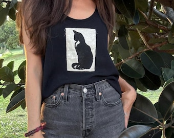 Black Cat Patch Tank – Vintage Medium