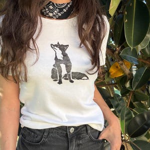 Fox White Tee – Hand-Printed Block Print Shirt