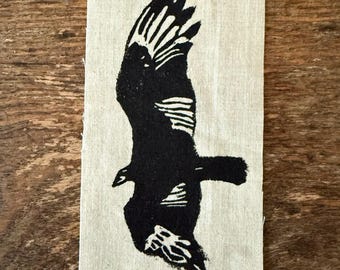 Vulture in Flight Block Print Mini Back Patch / Beauty from Ashes