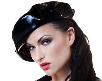 NICOLE Latex Rubber Beret Hat Cap - Unisex Handmade Custom Made