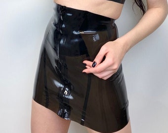 ROXIE Latex Rubber Transparent Pencil Mini Skirt