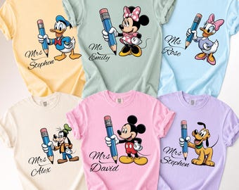 Comfort Color® Custom Disney Teacher Shirt, Mickey Minnie Teacher Tee, Personalized Teacher Gift, Back to School Shirt, First day of School