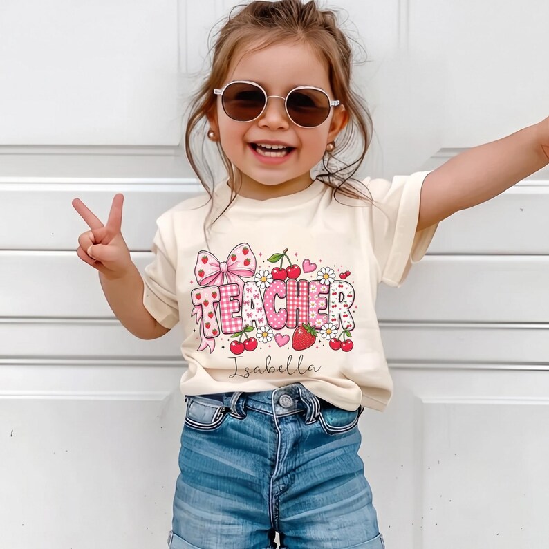 Personalized Teacher Shirt, Custom Name Back to School Tee, Strawberry Teacher Gift, First Day of School Comfort Colors® Tee image 5