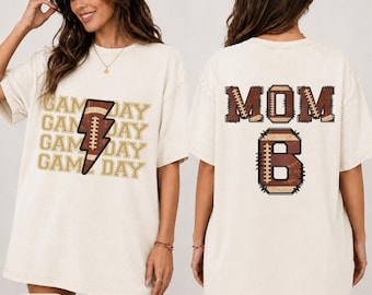 Custom Football Mom Shirt, Game Day Mom Comfort Colors Shirt, Mascot Football Tee, School Spirit Mom Shirt, Player Number Football Mama Gift