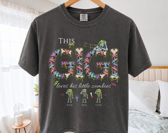 Retro Zombie Gigi Halloween Shirt, Boxy Cropped Tee, Personalized Gigi Shirt, Custom Grandkids Names, Spooky Gigi Tee, Comfort Colors Tee