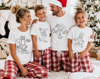 Mickey and Minnie Christmas Family Shirts, Matching Disney Holiday Tees, Christmas Pajama Tees, Holiday Family Christmas Morning Shirts