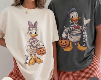 Mummy Donald Duck Daisy Duck Couple Shirts, Retro Disney Halloween Matching Tees, Halloween Disney Trip Tee, Disney Couple T-Shirt for Trips