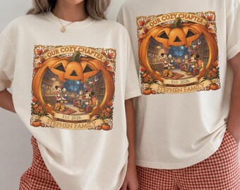 Matching Disney Couple Fall Shirts, Mickey and Friends Cozy Tees, Books & Coffee Shirt, Disneyland Trip Fall Season Tee, Walt Disney World