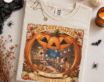 Disney Fall Family Shirt, Mickey and Friends Tee, Disneyland Cozy Trip Tee, Walt Disney World Trip Comfort Colors Tee, Books & Coffee Tee