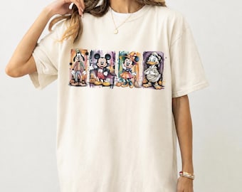 Retro Disney Halloween Shirt, Mickey and Friends Halloween Comfort Colors Tee, Spooky Costume TShirt, Disneyland Trip Family Vacation Tee