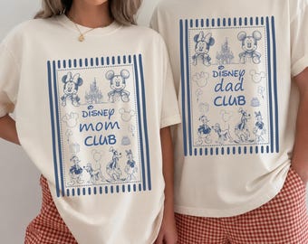Retro Disney Dads & Moms Club Shirt, Comfort Colors Disney Matching Couple Tees, Disney Family Vacation TShirt, Magical Family Trip Shirt
