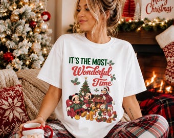 Vintage Mickey Friends Christmas Shirt, Retro Most Wonderful Time Tee, Disneyland Holiday Shirt, Magic Kingdom Family Trip Gift