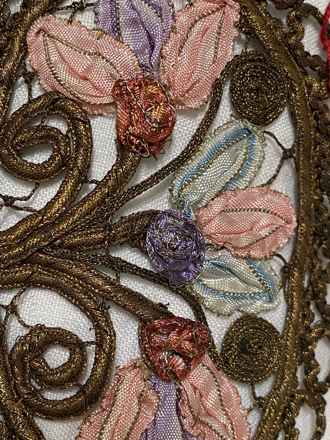 Exceptional and Rare Silk and Metal Antique Authentic Ribbon Work - Etsy