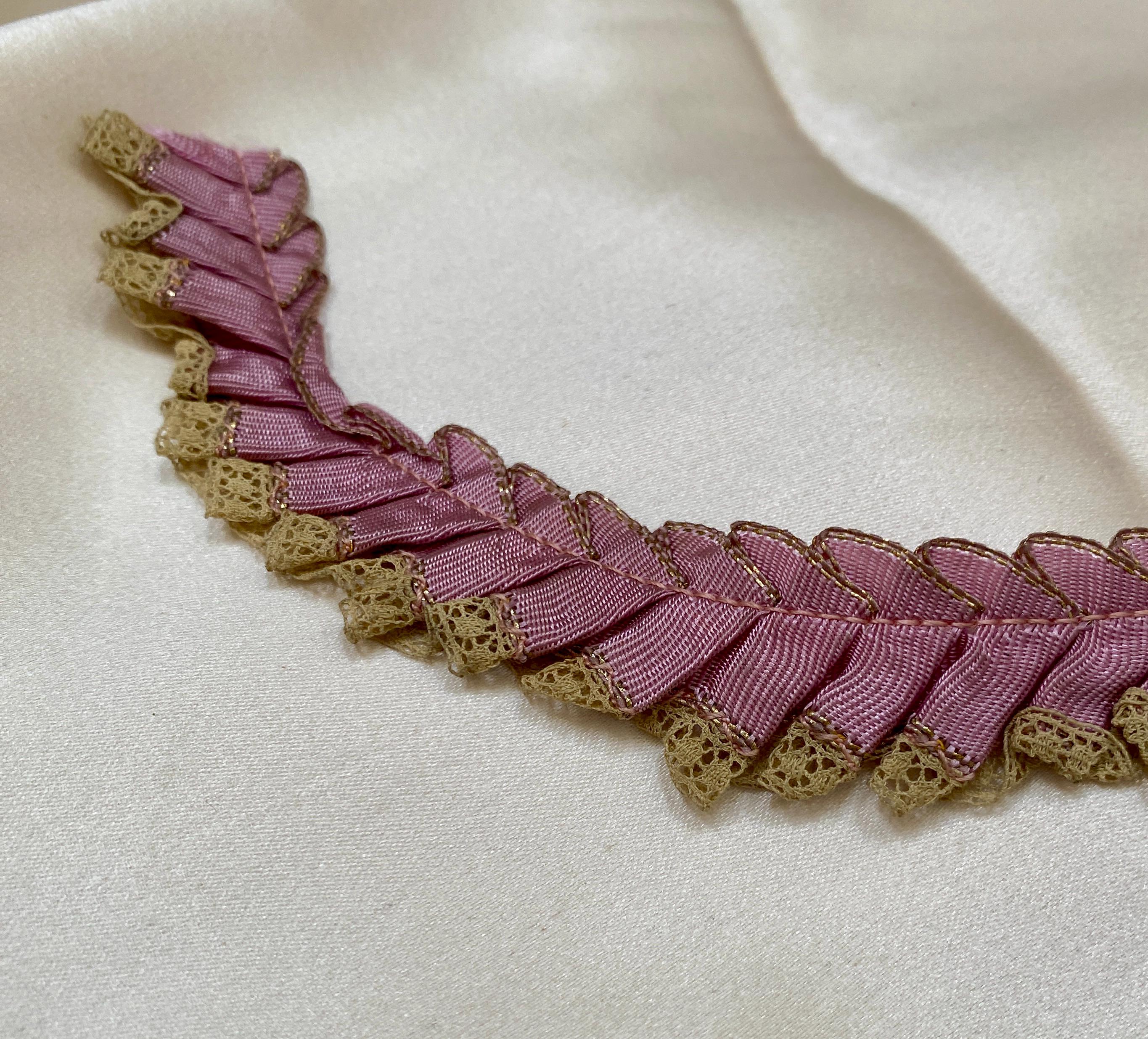 Silk Antique Authentic Ribbon Work Ribbon With Ruffle Edge 36