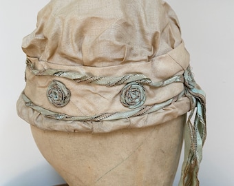 Lovely antique adult size hat with ribbon work