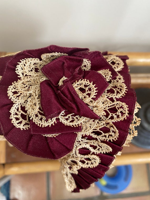 Rare antique lace/ribbonwork hat authentic 1800s … - image 1