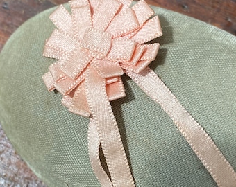 Antique ribbon work 1800s pale pink doll size