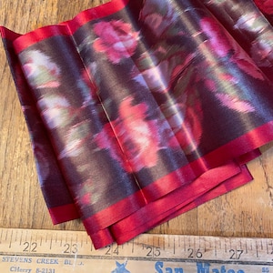 Silk ribbon wide watered floral antique authentic 5 1/2&quot; wide