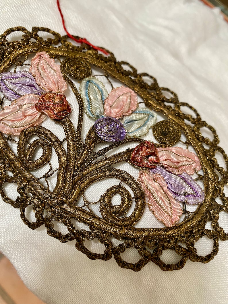 Exceptional and Rare Silk and Metal Antique Authentic Ribbon Work - Etsy