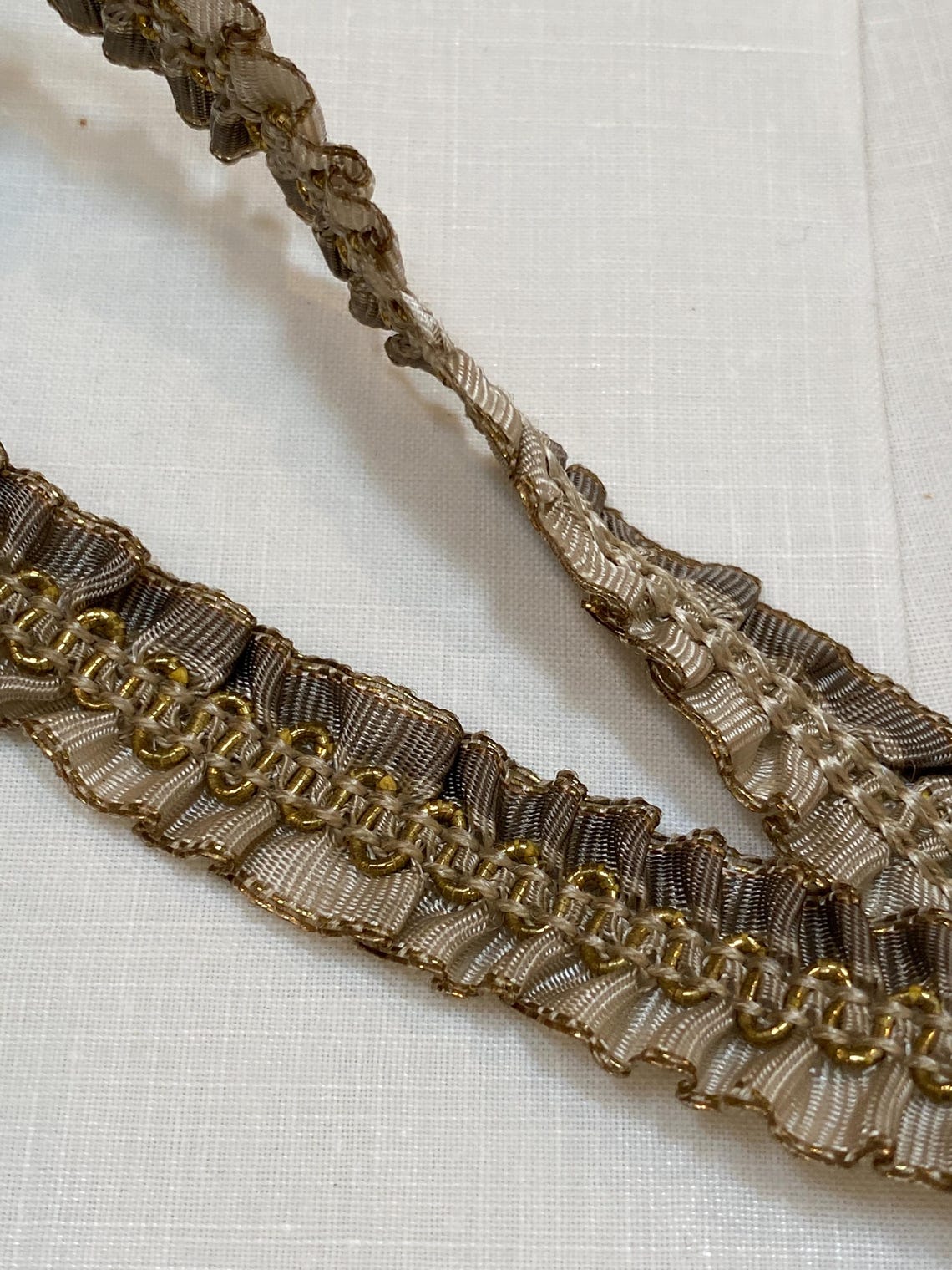 Antique Authentic Ribbon Work Silk/metal Ruching - Etsy