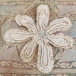 Fantastic antique rare ribbon work flower/passementerie silk