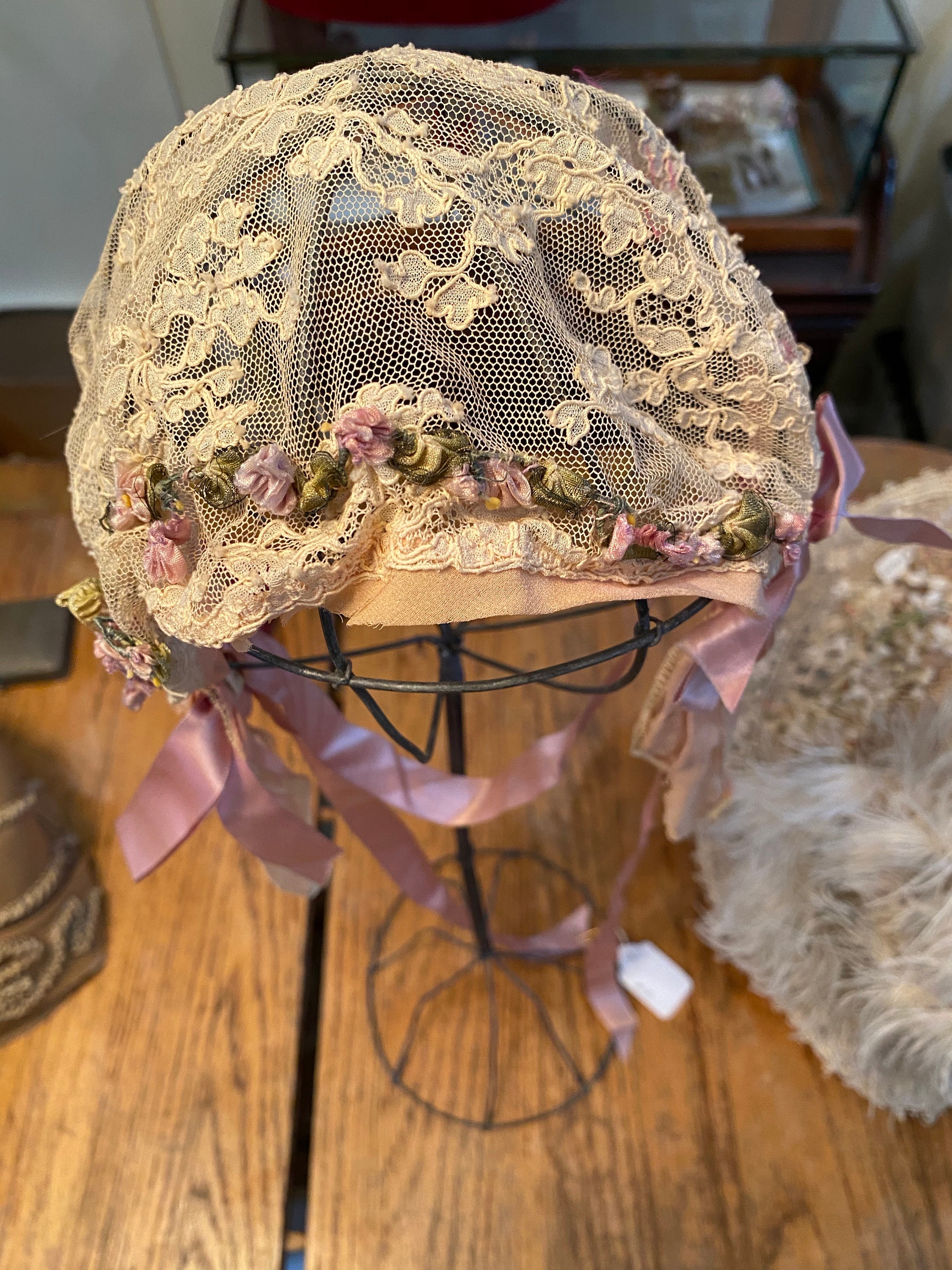 Lovely antique adult size night lace and silk ribbon Etsy