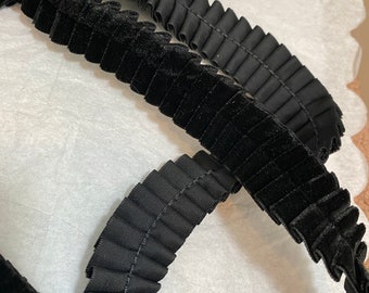 pleated black velvet in 3/8&quot;, 5/8&quot;, 7/8&quot;, 1.25&quot;
