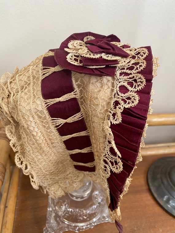 Rare antique lace/ribbonwork hat authentic 1800s … - image 3