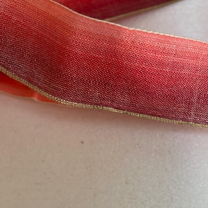 36&quot; Metal gold edge ombre rare silk antique authentic ribbon work ribbon