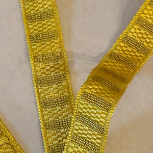 Almost charteuse metallic gold shades rayon/ silk antique authentic ribbon