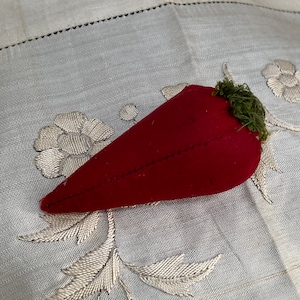 pincushion antique hand done emery filled  velvet