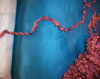 32 inches ombre rare silk/rayon antique authentic ribbon work ruched/ruffled ribbon