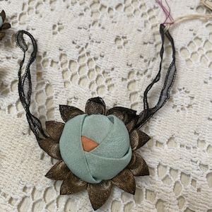 French Antique silk/metal ribbon work authentic 1920s