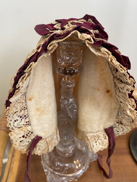 Rare antique lace/ribbonwork hat authentic 1800s … - image 10