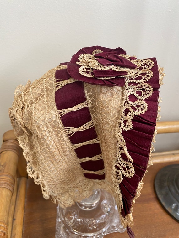 Rare antique lace/ribbonwork hat authentic 1800s … - image 2