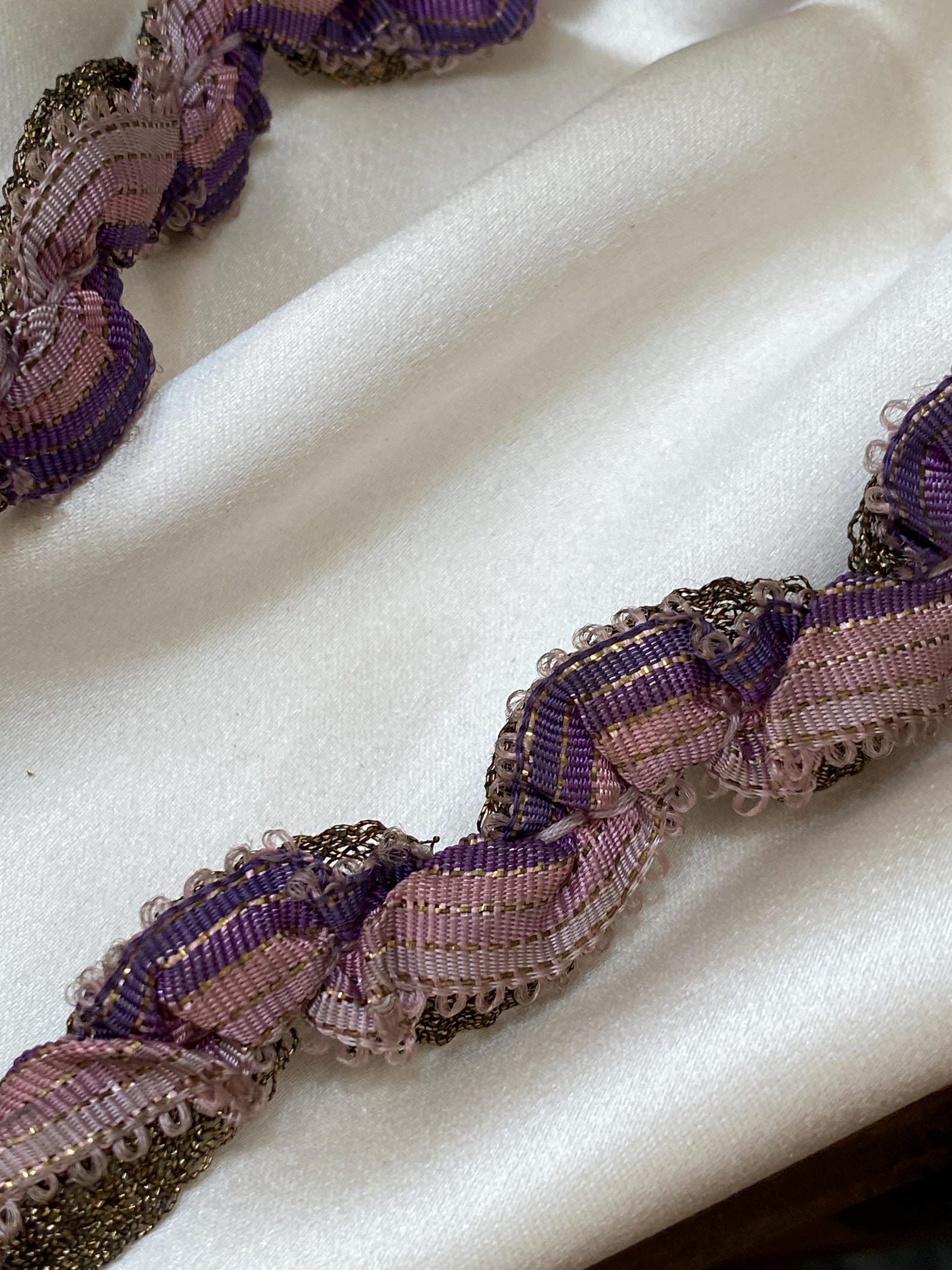 Silk Antique Authentic Ribbon Work Ribbon With Metal 12