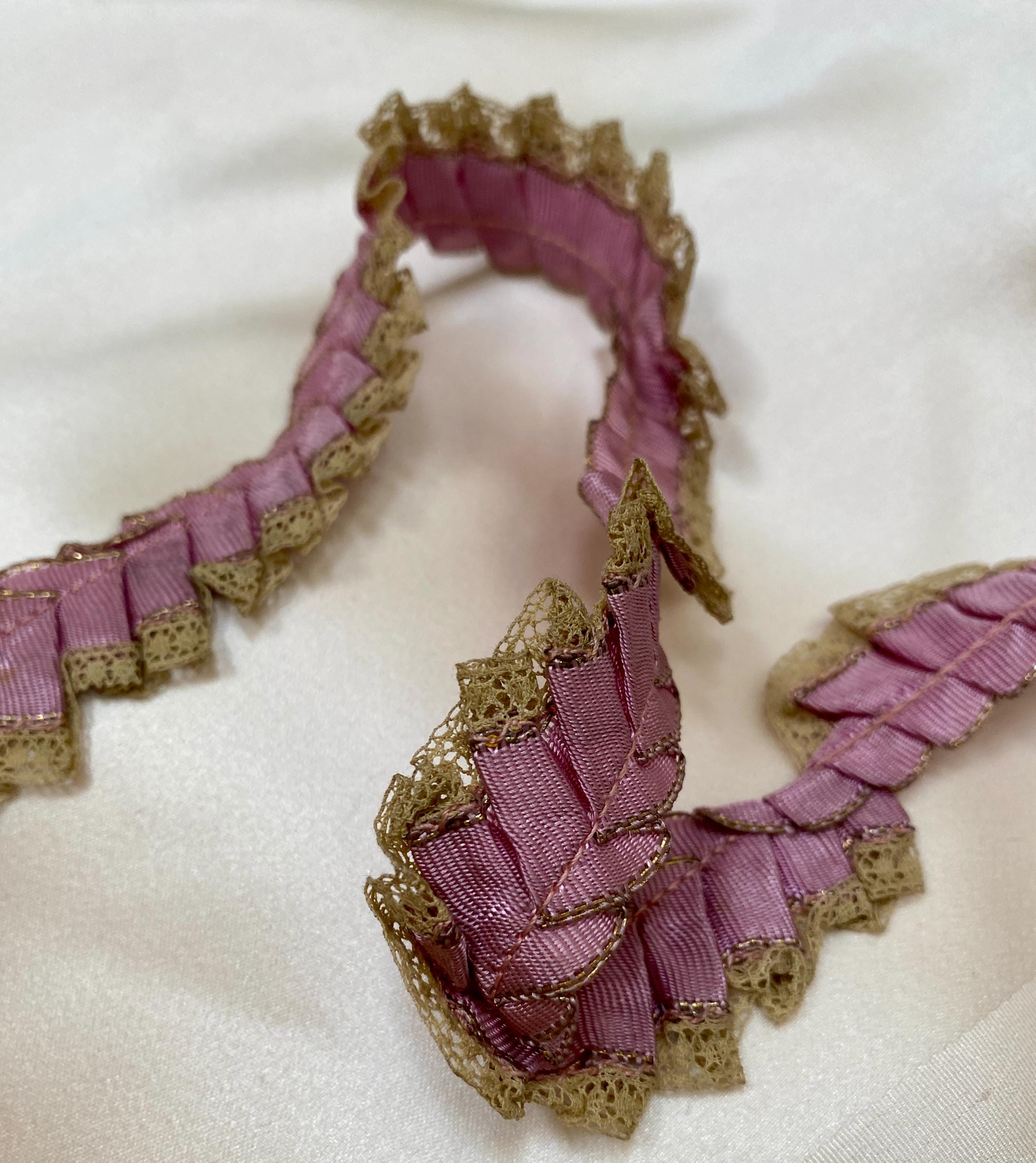 Silk Antique Authentic Ribbon Work Ribbon With Ruffle Edge 36