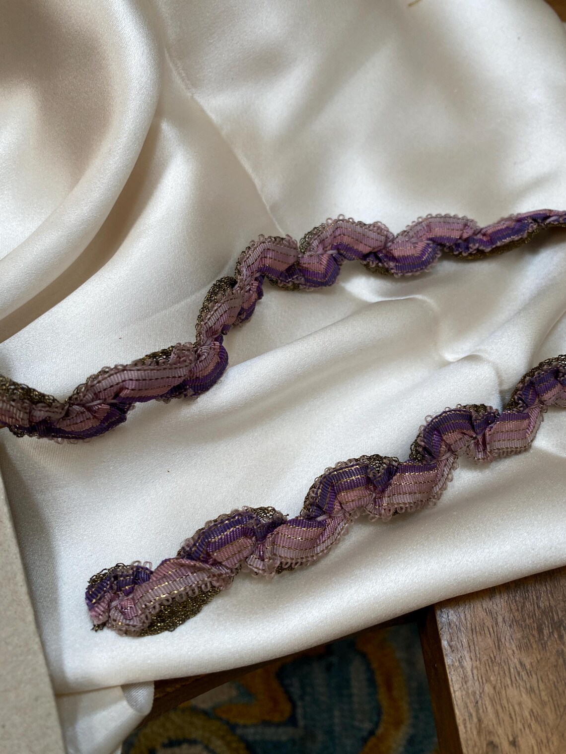 Silk Antique Authentic Ribbon Work Ribbon With Metal 12
