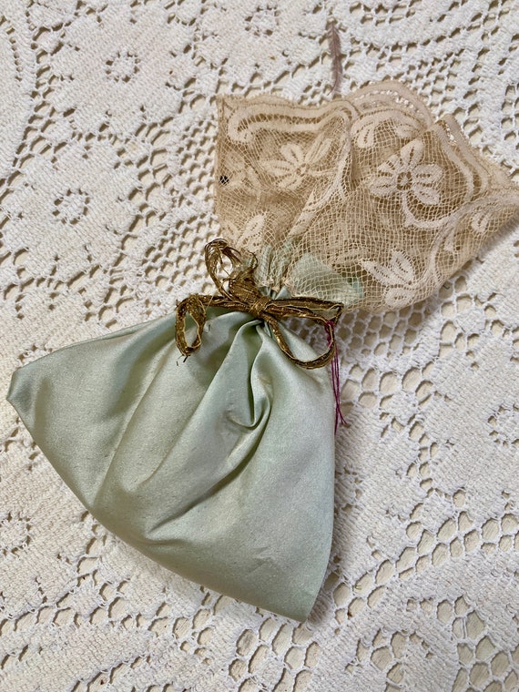 Antique Silk and Lace Sachet of Ribbon With Metal Tie 1910s | Etsy