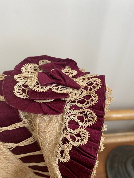 Rare antique lace/ribbonwork hat authentic 1800s … - image 6