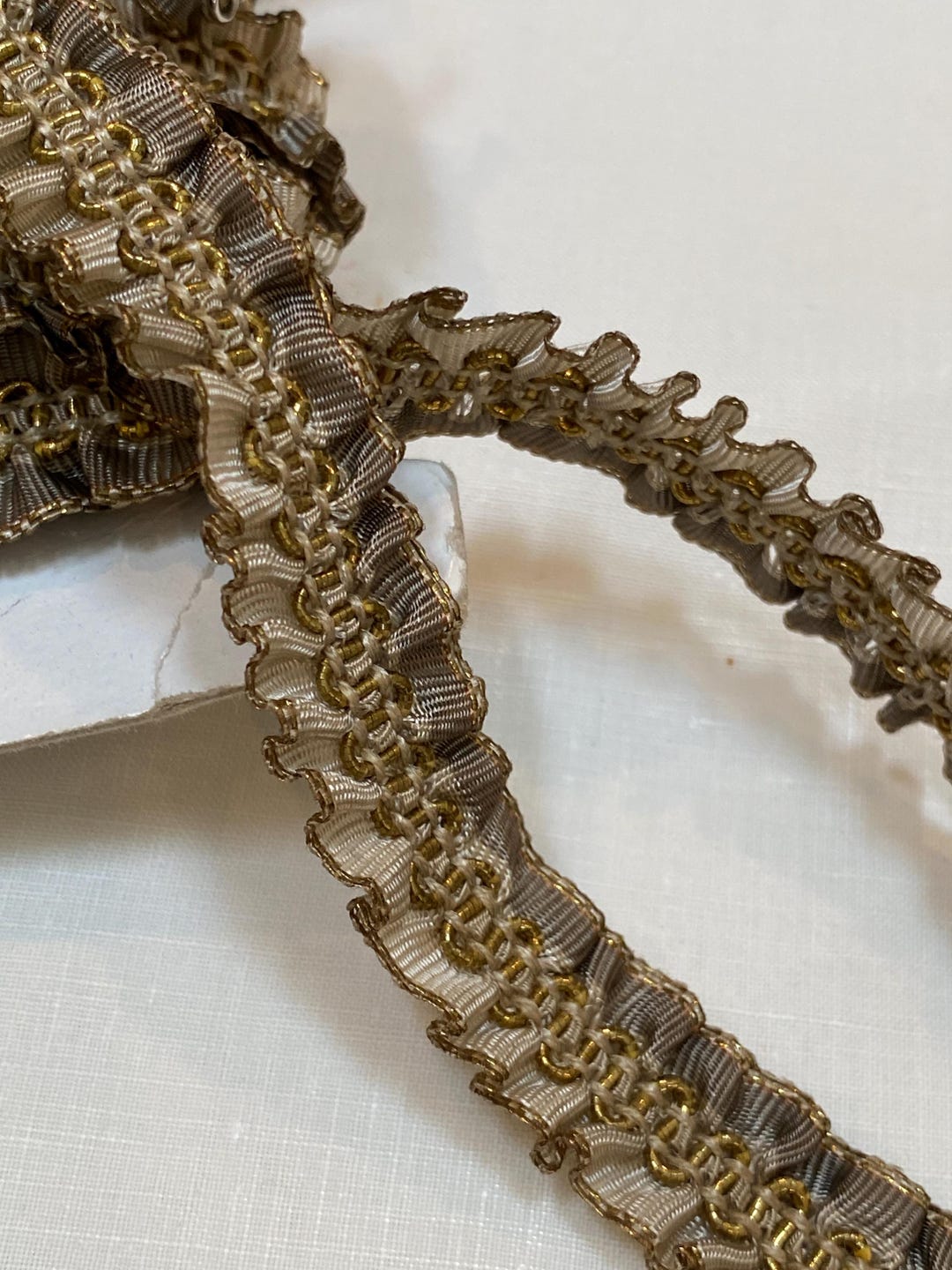 Antique Authentic Ribbon Work Silk/metal Ruching - Etsy