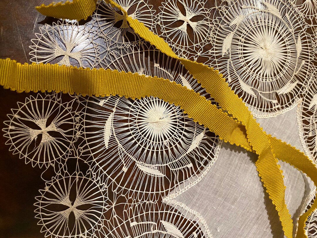 Chartreuse Rare Silk Picot Edge Antique Authentic Ribbon Work Ribbon ...